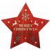 Χριστουγεννιάτικο Ξύλινο Διακοσμητικό Αστέρι "Merry Christmas" και LED, Κόκκινο (34cm)